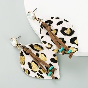 Leopard leather earrings